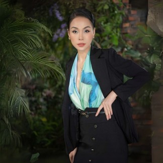 Khăn lụa vuông Sophia xanh lục lam 100*100cm